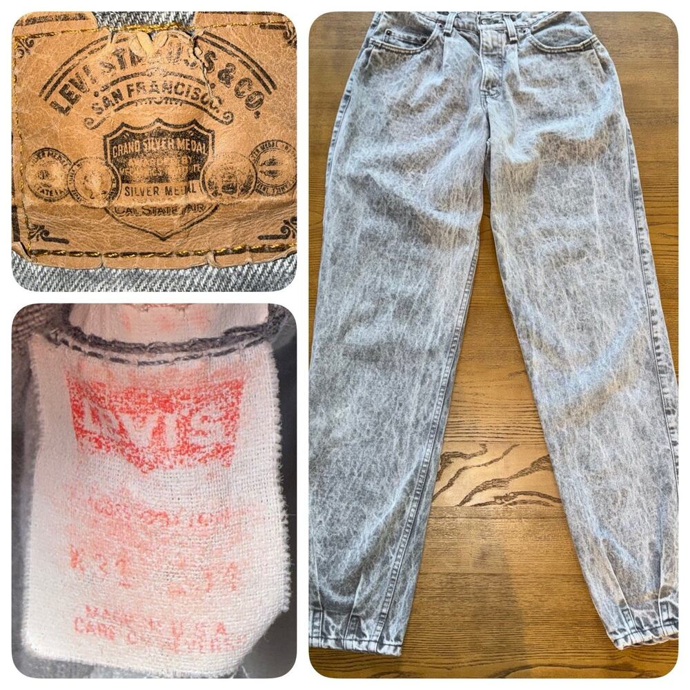 RARE 90’s Levi’s 560 Jeans Gray Acid Wash Pleated Front Tapered Ankle 31x34